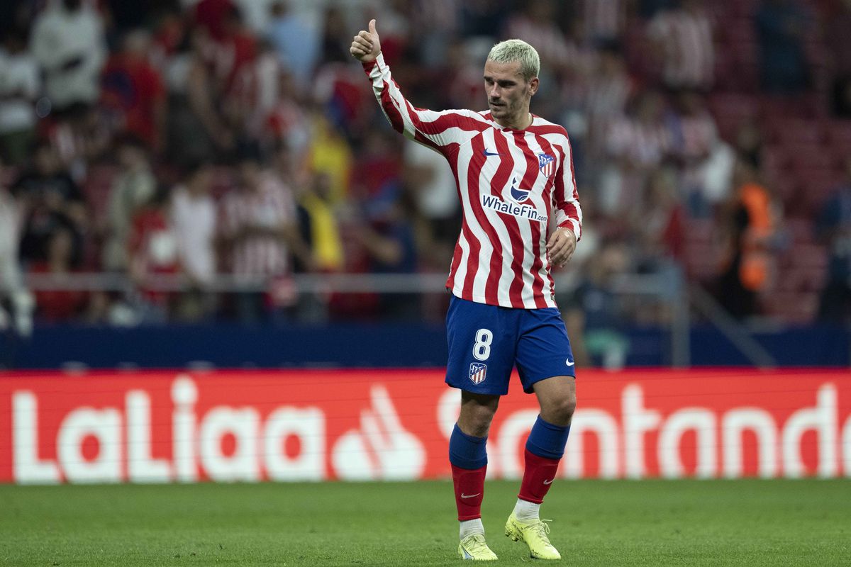 Penyerang Atletico Madrid, Antoine Griezmann, saat berlaga di ajang Liga Spanyol 2022-2023.