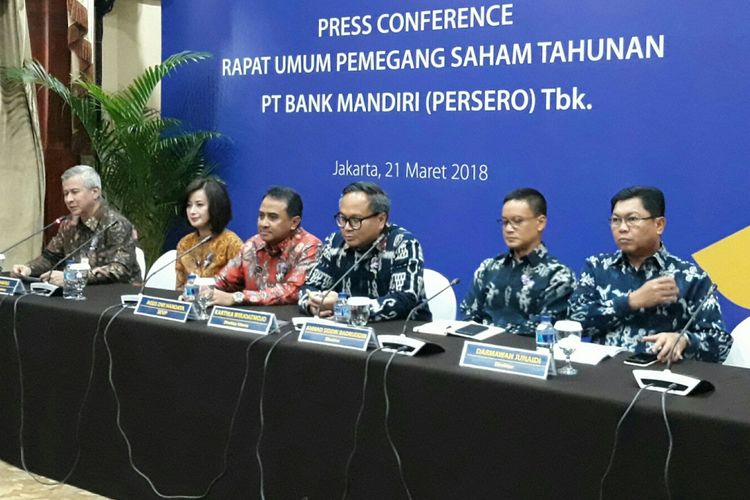 Rapat Umumn Pemegang Saham (RUPS) PT Bank Mandiri (Persero) Tbk di Plaza Mandiri, Rabu (21/3/2018).