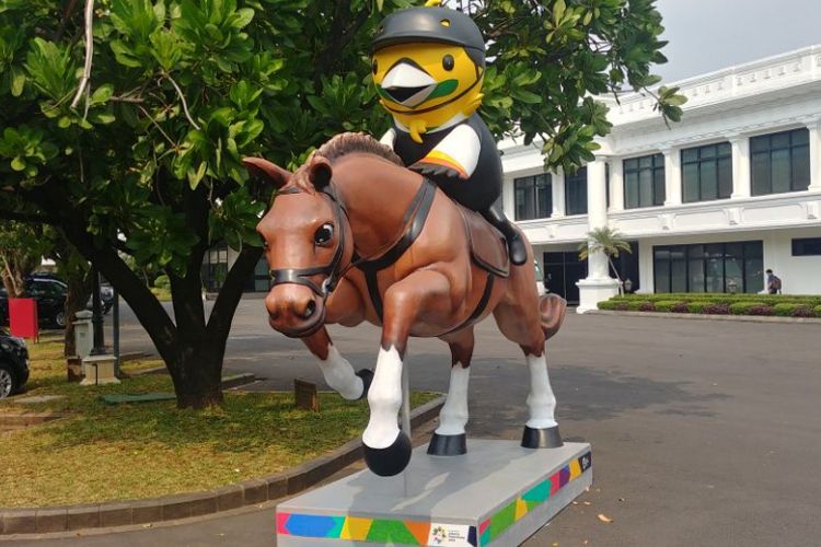 Maskot Ada Games 2018 di Istana Kepresidenan, Jakarta, Senin (14/5/2018).