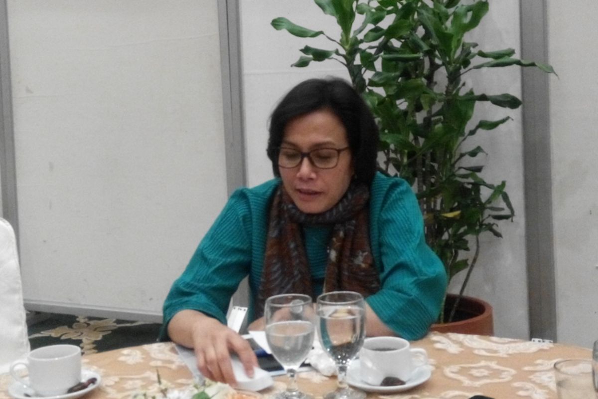 Menteri Keuangan Sri Mulyani Indrawati pada acara buka puasa bersama media di Kantor Kementerian Keuangan, Senin (19/6/2017).