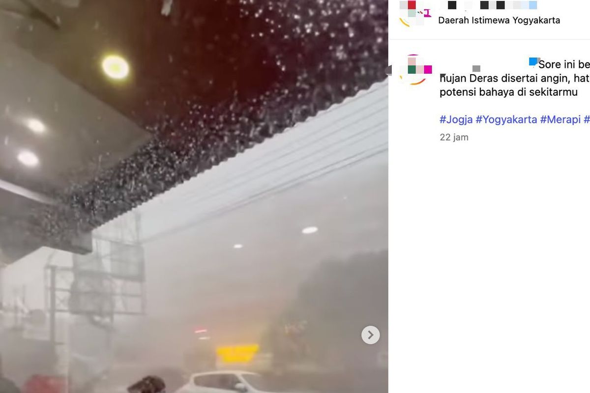 Tangkapan layar beberapa daerah di DIY dilanda hujan lebat dan angin kencang.