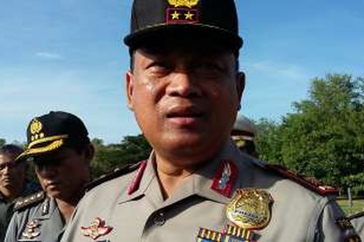 Kapolda Bali Irjen Pol Sugeng Priyanto usai pimpin gelar pasukan pengamanan Munaslub Partai Golkar di Lapangan Lagun Nusa Dua, Kamis(12/5/2016)