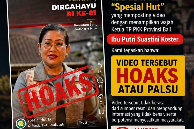 Video Putri Koster Umumkan Undian Berhadiah Rp 2 Miliar dari BPD Bali Dipastikan Hoaks