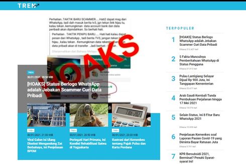 [POPULER TREN] Hoaks Status Berlogo WhatsApp adalah Jebakan Scammer Pencurian Data Pribadi | 8 Fitur Baru WhatsApp 2021