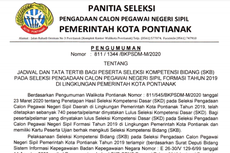 Jadwal Pelaksanaan SKB CPNS 2019 di Kota Pontianak