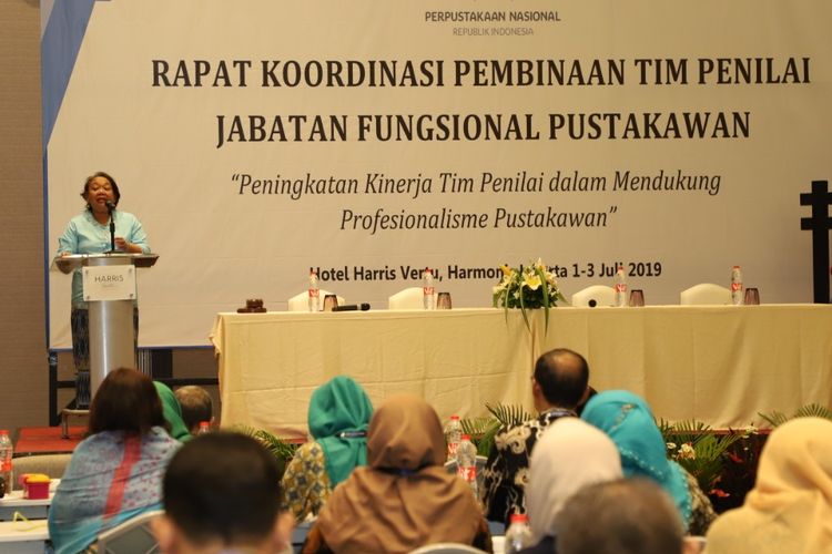 Rapat Koordinasi (Rakor) Tim Penilai Jabatan Fungsional (Jabung) Pustakawan di Jakarta, Senin (1/7/2019).
