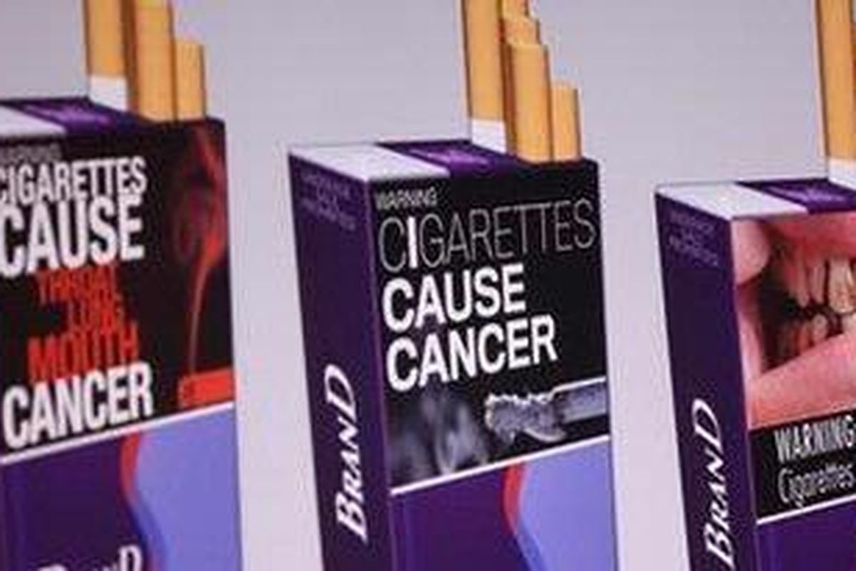 Contoh grafis yang akan dipakai dalam kemasan rokok yang beredar di AS.