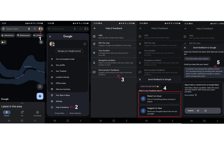 Cara melaporkan masalah atau memberikan saran di Google Maps versi mobile