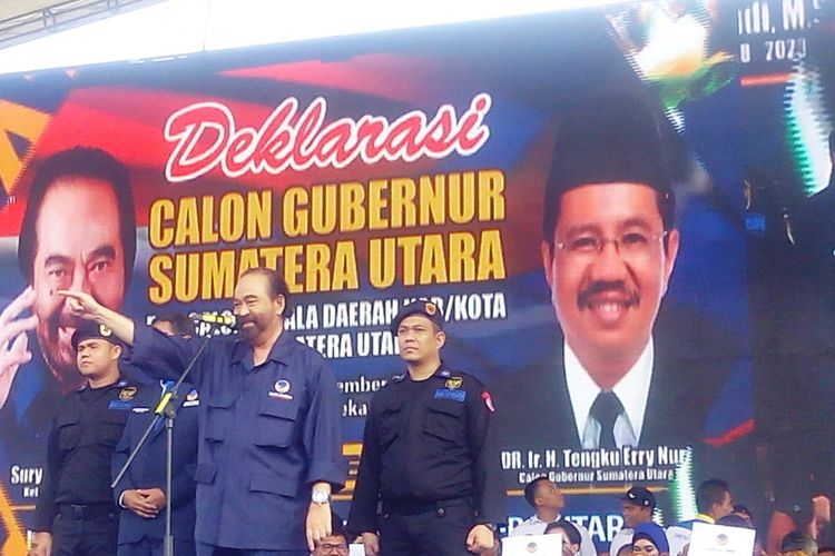 Ketua DPW Partai Nasdem Provinsi Sumut yang juga Gubernur Sumut Tengku Erry Nuradi ditetapkan sebagai calon gubernur pada pemilihan kepala daerah 2018 mendatang, Minggu (12/11/2017). 
