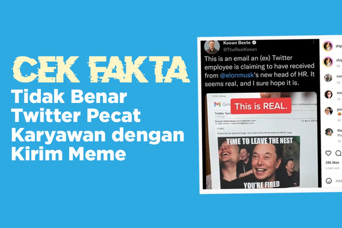 CEK FAKTA: Tidak Benar Twitter Pecat Karyawan dengan Kirim Meme