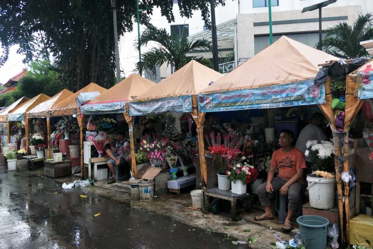 Kondisi Pasar Kembang Cikini, Menteng, Jakarta Pusat di hari valentine, Jumat (14/2/2020)