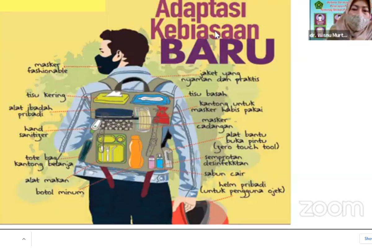 Untuk menanggulangi penyebaran Covid-19, Kantor Kementerian Agama Kabupaten Sleman mengadakan webinar dengan tema 'Gerakan Sosialisasi Penerapan Prokes (5M) Kemenag Sleman pada Generasi Muda'