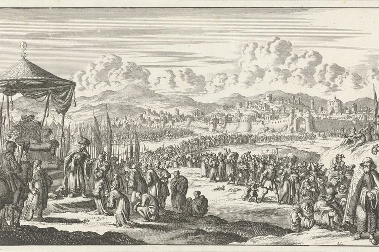 Lukisan yang menggambarkan pembebasan Baitul Maqdis oleh Salahuddin Al-Ayyubi pada 1178.