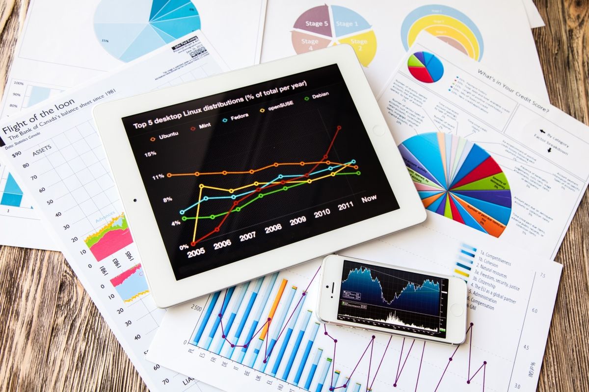  Ilustrasi grafik statistik business analytics 