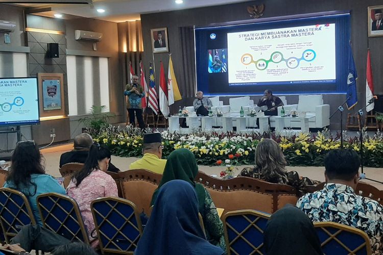 Seminar Antarbangsa Kesusastraan Asia Tenggara dengan tema Menduniakan Mastera dan Karya Sastra Mastera yang digelar pada Rabu (20/9/2023) di Jakarta.