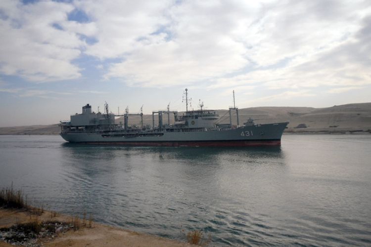 Kapal pengangkut bahan bakar milik Angkatan Laut Iran bernama Kharq, salah satu yang disiapkan untuk misi di Samudra Atlantik.