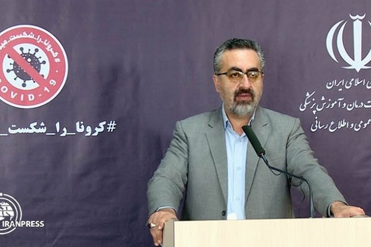 Kianoush Jahanpour Juru bicara Kementerian Kesehatan Iran pada konferensi pers Sabtu, 14 Maret 2020.