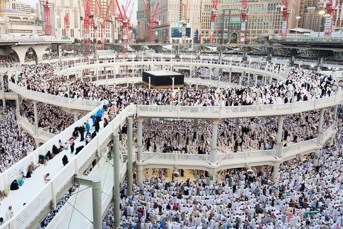 Ilustrasi mataf yang dibangun Waskita Karya di Masjidil Haram, Mekkah, Arab Saudi.