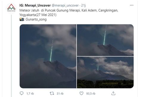 Kata LAPAN dan BPPTKG soal Dugaan Meteor Jatuh di Puncak Merapi