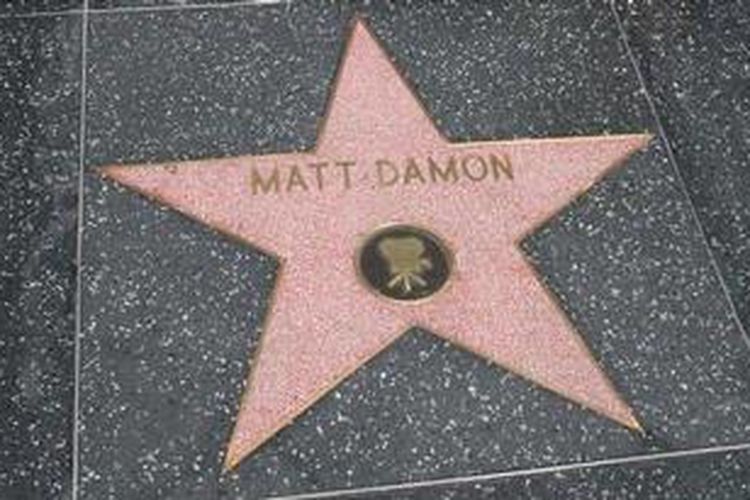 Bintang aktor Matt Damon pada Hollywood Walk of Fame, California (AS).