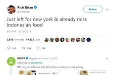 Kocak, Rich Brian Kangen Makanan Indonesia, Gojek Ingin Antarkan ke New York?