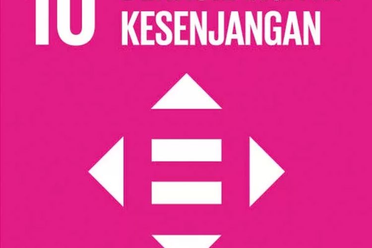 Logo tujuan 10 tujuan SDGs yaitu berkurangnya kesenjangan.