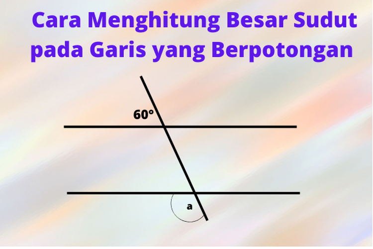 ilustrasi cara menghitung besaran sudut pada garis yang berpotongan.