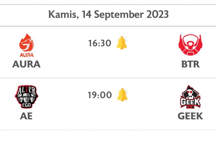 Jadwal MPL ID S12 hari ini Kamis 14 September 2023, Aura Fire vs Bigetron Alpha.