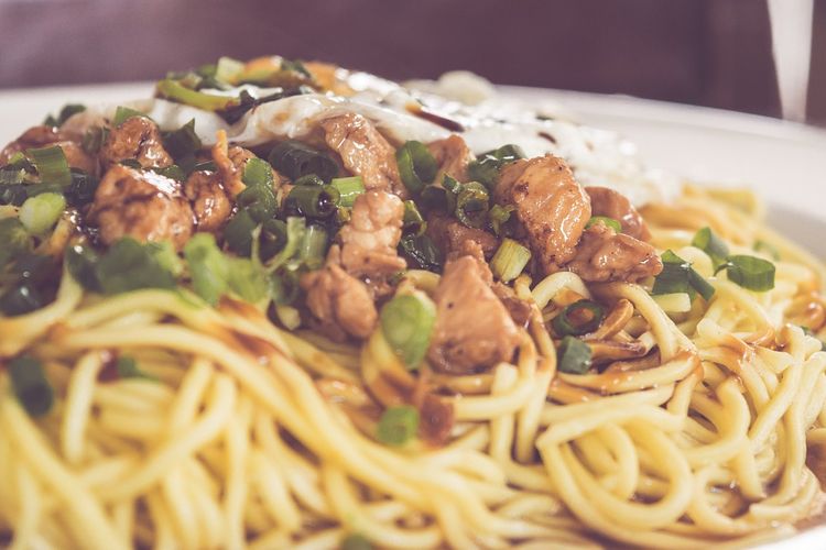 A bowl of Mi Ayam or Indonesian chicken noodles