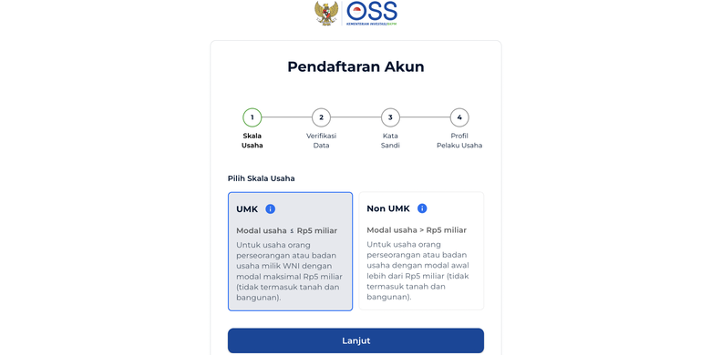 Cara daftar UMKM online lewat laman OSS.