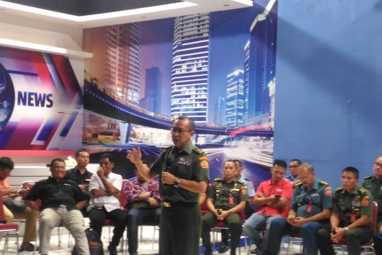 Kepala Pusat Penerangan (Kapuspen) Tentara Nasional Indonesia (TNI) Brigjen Sisriadi di Balai Media TNI, Jakarta Pusat, Rabu (6/2/2019).  