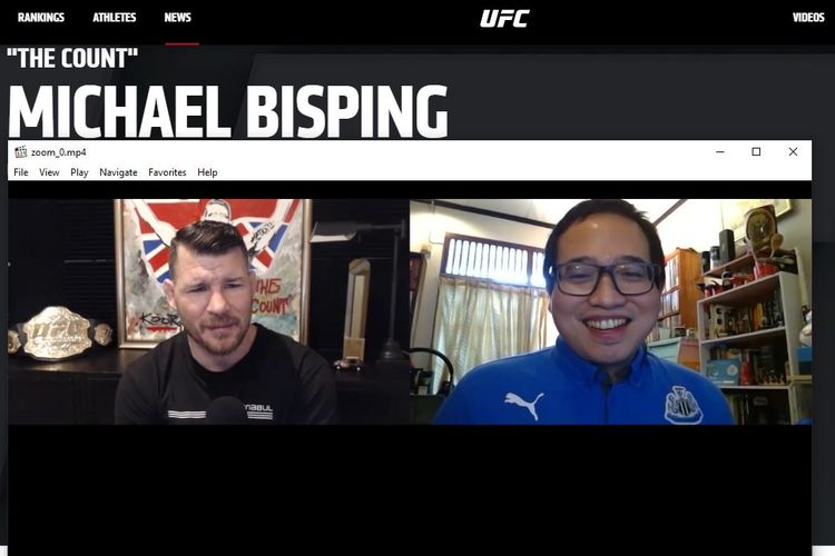Legenda UFC, Michael Bisping, berbicara kepada KOMPAS.com dalam suatu wawancara eksklusif pada Rabu (16/12/2020) pagi hari WIB.
