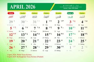 Kalender April 2026 Lengkap Hari Libur Nasional, Long Weekend dan Hari Penting