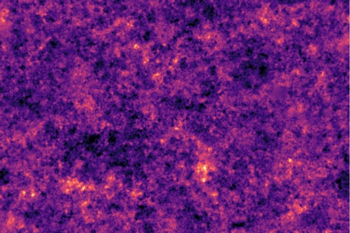 Ini adalah peta paling rinci dari sebaran materi gelap di alam raya. Bagian yang terang menggambarkan materi gelap dengan konsentrasi paling tinggi - di situlah galaksi terbentuk.