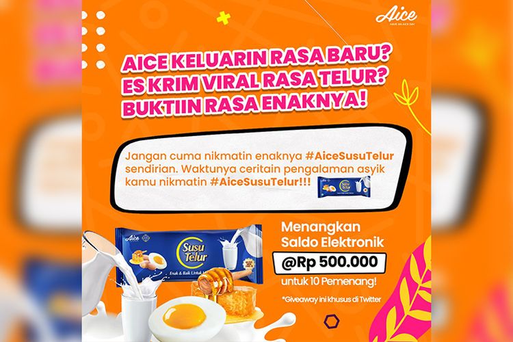 Aice Susu Telur, varian es krim yang sedang viral di jagat Twitter mengadakan giveaway menarik 