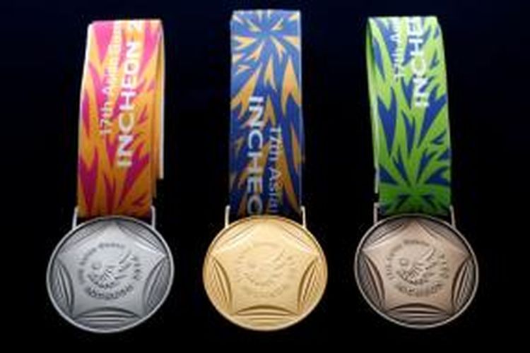 Medali emas, perak, dan perunggu untuk Asian Games 2014 Incheon, Korea Selatan.
