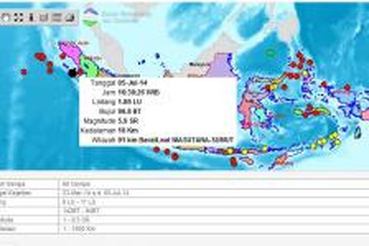 Lokasi terjadinya gempa berada di Lintang 1.89 Lintang Utara,  Bujur 96.8 Bujur Timur dengan kedalaman 10 Km, Pusat gempa berada di laut 91 km Baral Laut Nias Utara.