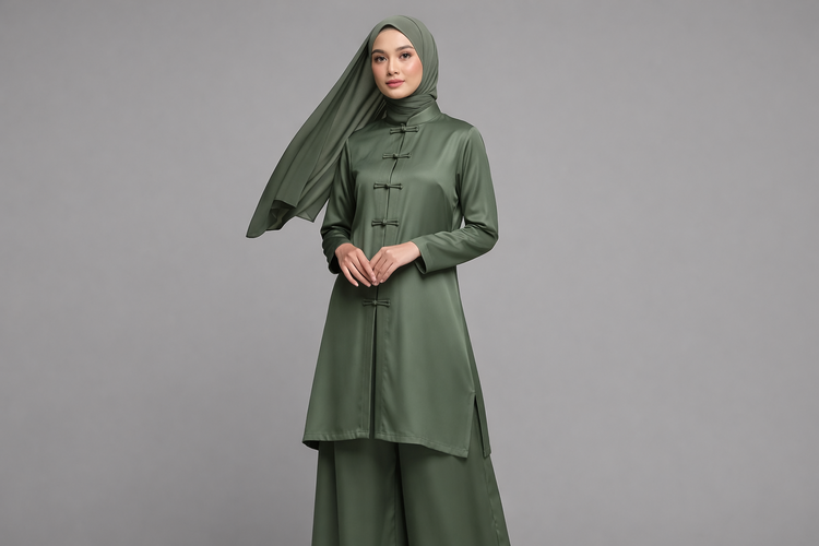 Cheongsam Tunik dan Celana Palazzo