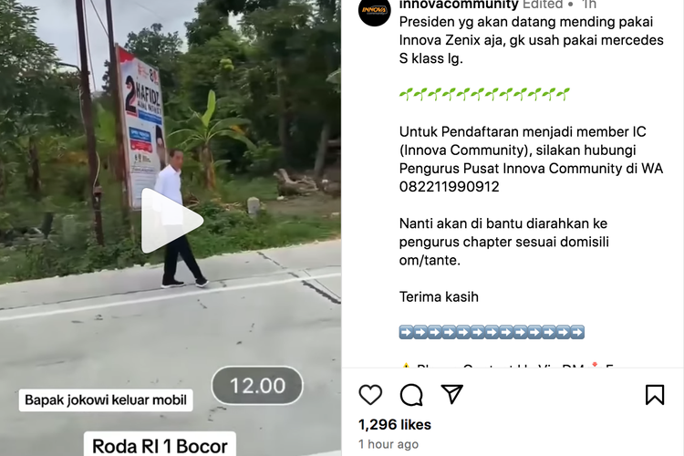 Video ban mobil Presiden Joko Widodod diduga bocor di salah satu ruas jalan