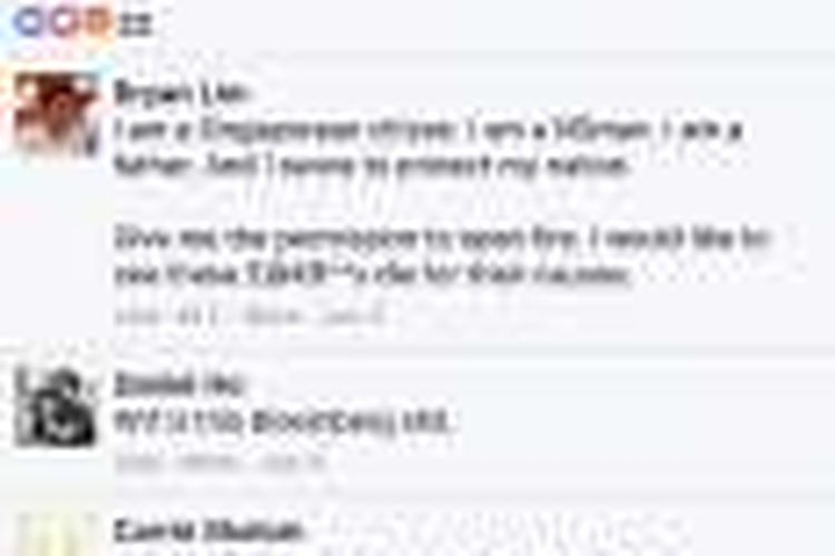 Screenshot Akun Facebook Bryan Lim dan pernyataan 'ancamannya