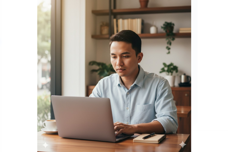 Gemini AI kerja di kafe.