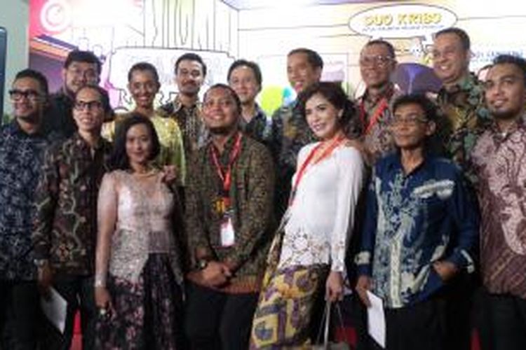 Presiden Joko Widodo merayakan Hari Film Nasional di Istana Negara, Jakarta, Senin (30/3/2015).