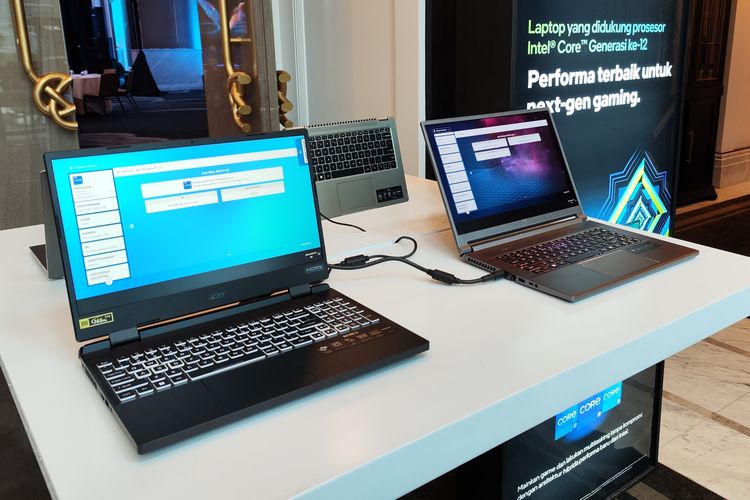 Ilustrasi laptop yang ditenagai dengan prosesor Intel Core Generasi Ke-12.