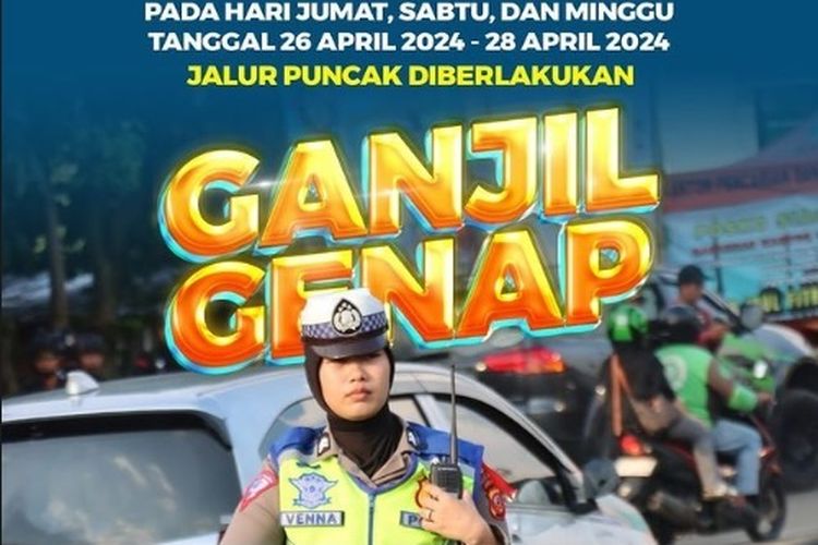 Polres Bogor kembali memberlakukan sistem ganjil genap untuk setiap kendaraan yang mau melintas daerah puncak mulai Jumat (26/4/2024) sampai Minggu (28/4/2024). 
