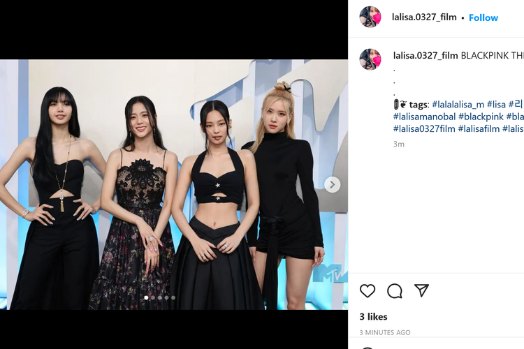 Blackpink hadir di karpet merah MTV VMA 2022 dengan busana serba hitam