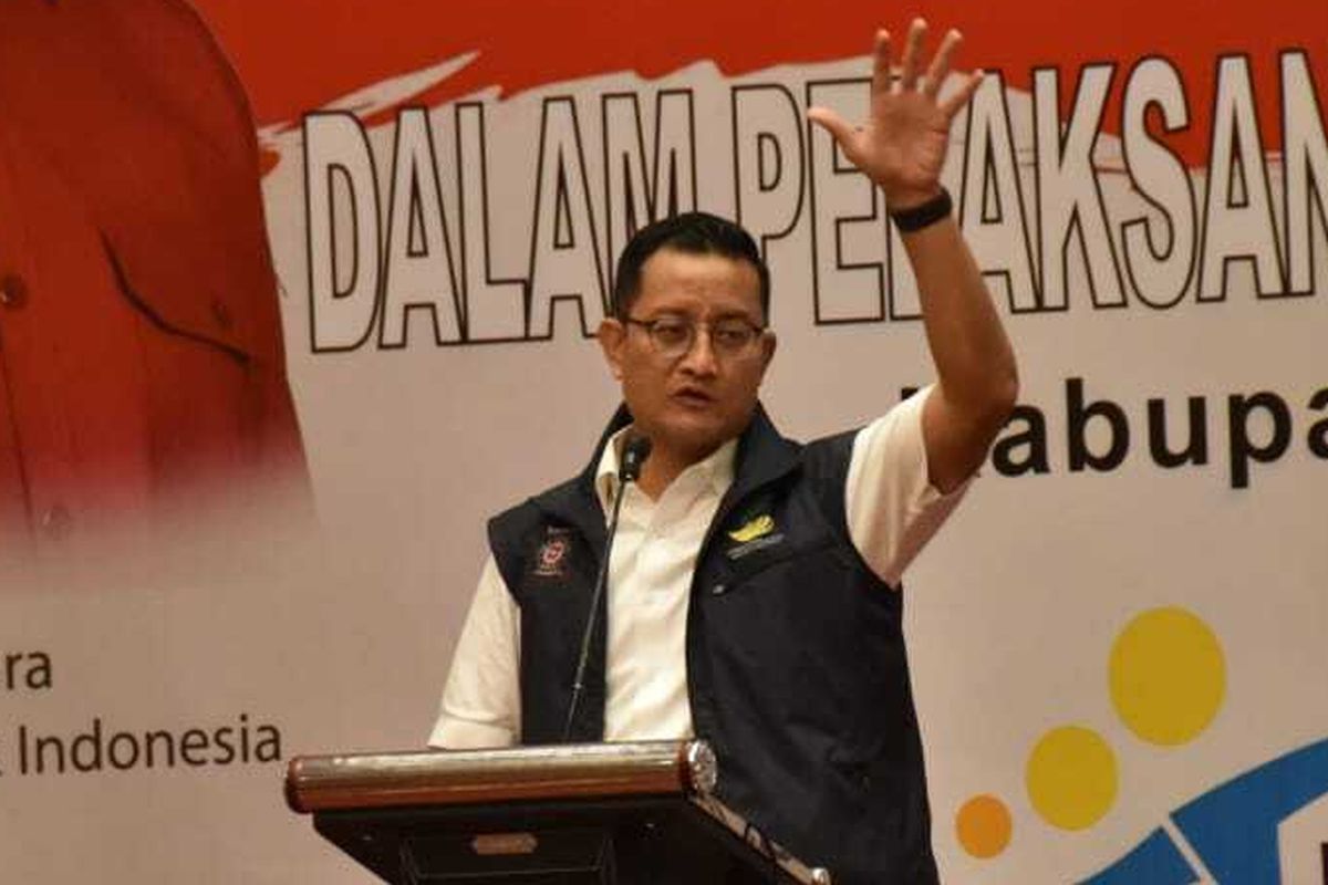Menteri Sosial Juliari P Batubara saat memberikan pengarahan koordinasi teknis SDM PKH se-Kabupaten Malang pada Jumat (4/12/2020).
