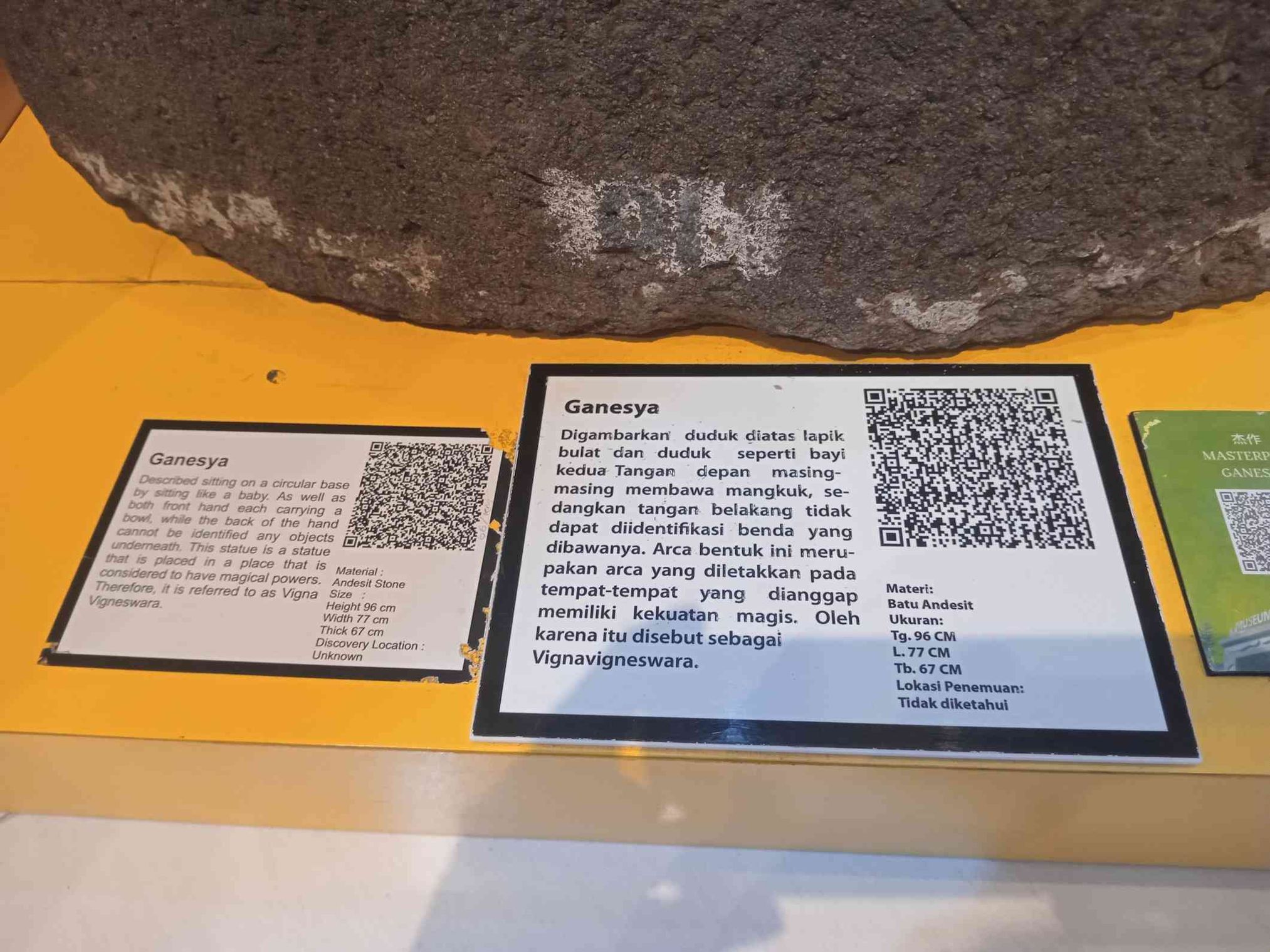 Keterangan tentang arca Ganesha, Museum Mpu Purwa, Griyasanta, Malang. (Foto: Parlin Pakpahan)
