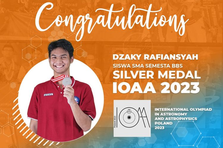 Dzaky Rafiansyah, siswa SMA Semesta, Semarang, meraih medali perak dan Best International Team dalam ajang IOAA ke-16 yang digelar pada 10-20 Agustus 2023 di Chorzow, Polandia.

