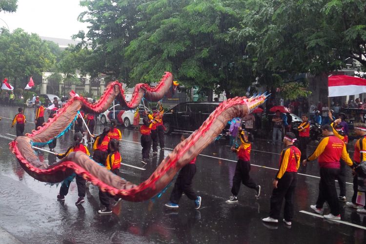 Kirab kebangsaan peringatan Haul ke-9 Gus Dur di Stadion Manahan, Solo, Jawa Tengah, Sabtu (23/2/2019).