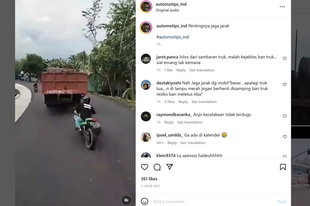 Pentingnya jaga jarak dari kendaraan besar seperti truk dapat membuat perbedaan berarti dalam keselamatan.